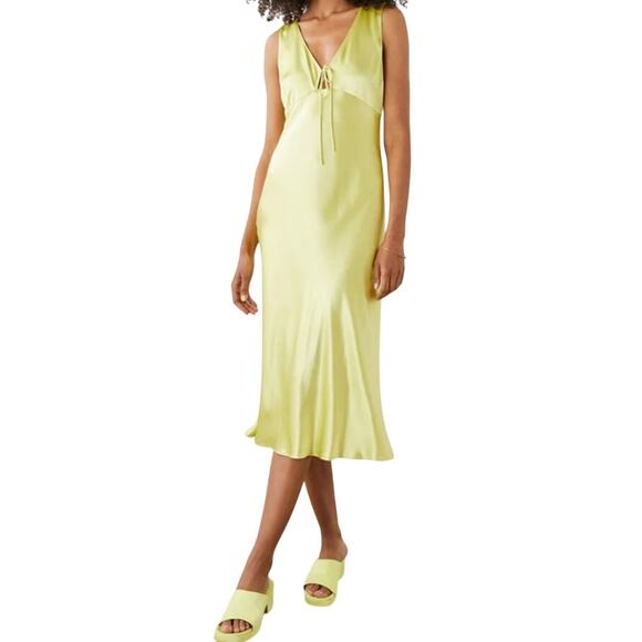 Rails Dress Cindi satin sleeveless v neck satin chartreuse size XXL - Picture 1 of 8
